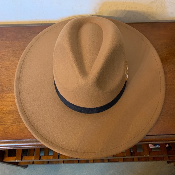 Ashley Stewart Embellished Caramel Felt Fedora with Adjustable Drawstring - Picture 2 of 7